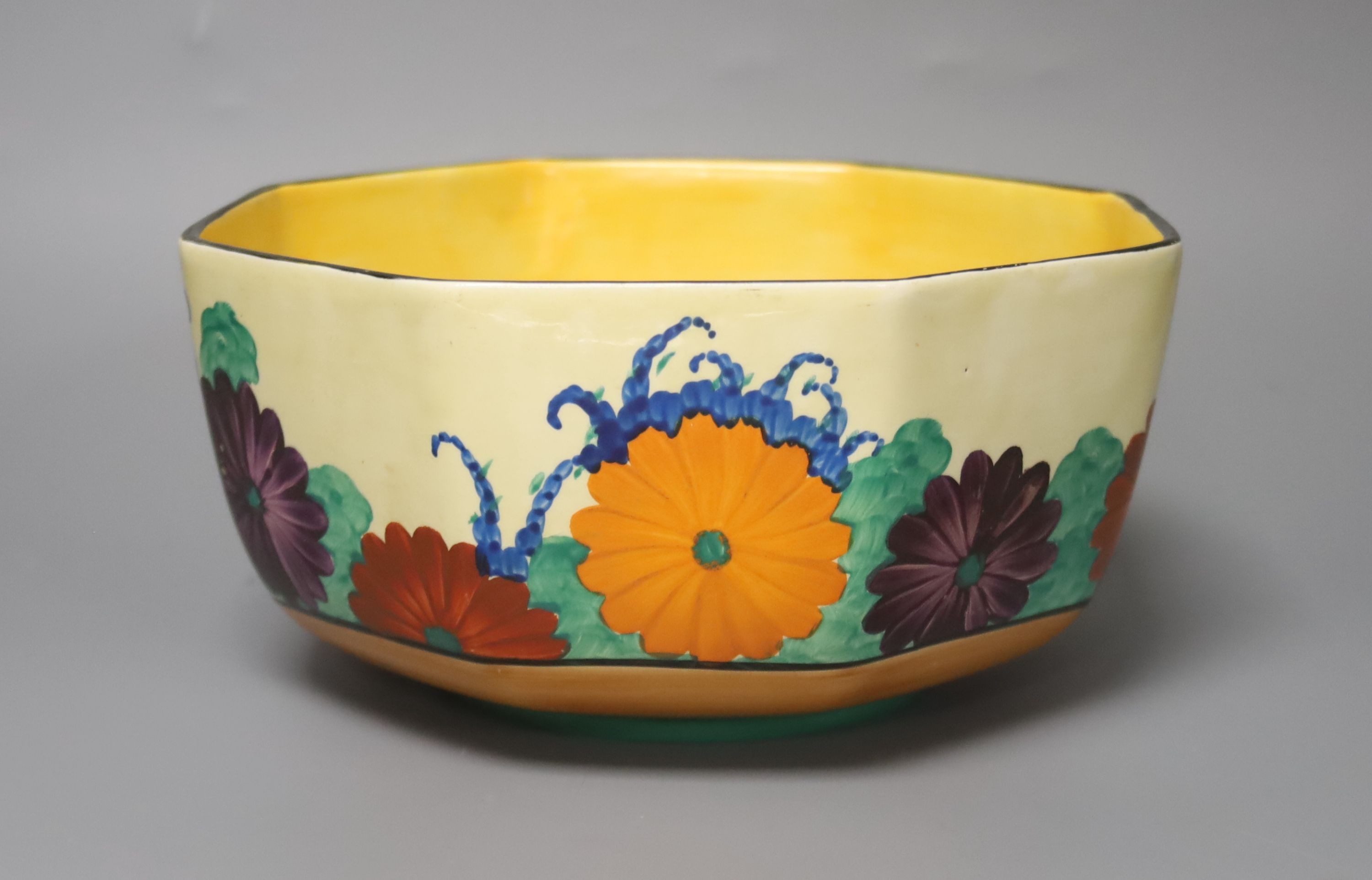 A Clarice Cliff 'gayday' pattern octagonal bowl 21cm